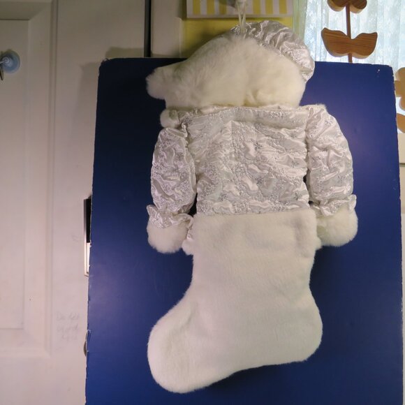Plush Teddy Bear Stocking White & Silver - Picture 2 of 13